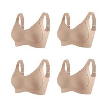 Conjunto De 4 Sutiãs Sem Costura De Tamanho Grande Com Efeito Push-Up, Confortáveis E Anti-Flacidez