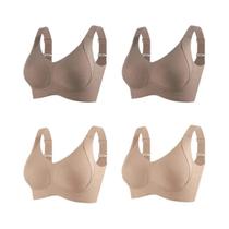 Conjunto De 4 Sutiãs Sem Costura De Tamanho Grande Com Efeito Push-Up, Confortáveis E Anti-Flacidez