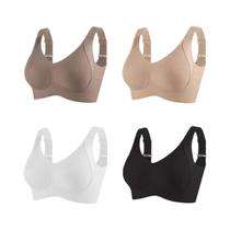 Conjunto De 4 Sutiãs Sem Costura De Tamanho Grande Com Efeito Push-Up, Confortáveis E Anti-Flacidez