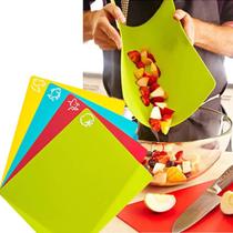 Conjunto De 4 Tábuas De Corte De Plástico Flexíveis Antiderrapantes Com Ícones De Alimentos Para Conjunto De 4 Tábuas De Corte De Plástico Flexíveis Antiderrapantes Com Ícones De Alimentos Para