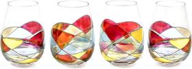 Conjunto de 4 taças de vinho Antoni Barcelona Stemless pintadas à mão