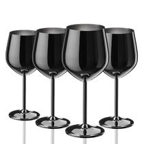 Conjunto de 4 taças de vinho de aço inoxidável WOTOR de 530 ml pretas Conjunto de 4 taças de vinho de aço inoxidável WOTOR de 530 ml pretas