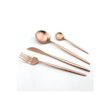 Conjunto De 4 Talheres Em Aço Inox Luxo Bronze Mesa Posta