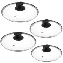 Conjunto de 4 Tampas De Vidro Temperado Nº18 á Nº24 Para Panelas 18Cm/20Cm/22Cm/24Cm Premium