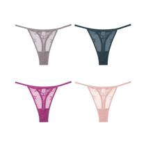Conjunto De 4 Tangas De Renda De Cintura Baixa Confortáveis, Calcinhas T-Back S-XL, Lingerie