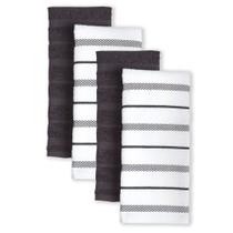 Conjunto de 4 Toalhas de Cozinha KitchenAid Albany - Ônix Preto/Branco