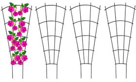 Conjunto de 4 Treliças para Plantas Mklsit 60 cm Formato de Leque Preto em Metal