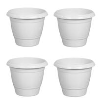 Conjunto de 4 Vasos 21,5 Litros Redondo Plasnew Marmorizado para seu Jardim Flores P101