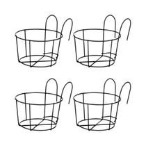 Conjunto De 4 Vasos De Metal Redondos Estilosos Para Jardim De Varanda Decoração Interna