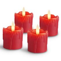 Conjunto de 4 velas votivas vermelhas sem chama Lamp Rhytsing 2" Conjunto de 4 velas votivas vermelhas sem chama Lamp Rhytsing 2"