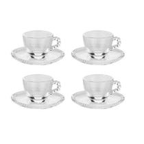 Conjunto De 4 Xícaras C/ Pires Cristal Wolff P/ Café 100Ml