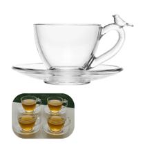 Conjunto de 4 Xicaras De Chá em Cristal 180ml Com Pires Linha Bird Wolff Servir Conjunto de 4 Xicaras De Chá em Cristal 180ml Com Pires Linha Bird Wolff Servir