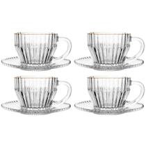 Conjunto de 4 Xícaras de Chá Imperatriz de Cristal com Fio de Ouro 220ml - Wolff