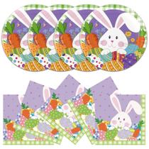 Conjunto de 40 peças de pratos de papel ITTEBISS 23 cm Coelhinho da Páscoa