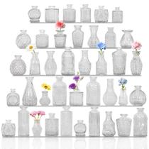 Conjunto de 40 vasos de vidro pequenos e transparentes para flores Fivenl para casamento Conjunto de 40 vasos de vidro pequenos e transparentes para flores Fivenl para casamento