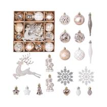 Conjunto De 44PCS De Ornamentos De Natal Bolas De Natal Rena Papai Noel Flocos De Neve Estrelas