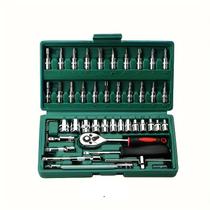 Conjunto de 46 peças de Catraca e Chave de Soquete - Acionamento de 1/4