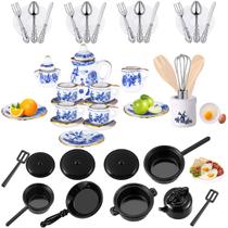 Conjunto de 47 peças de acessórios de cozinha Miniatures Dollhouse Zhanmai