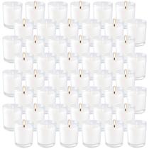 Conjunto de 48 velas votivas brancas Wfmolcand sem perfume em vidro Conjunto de 48 velas votivas brancas Wfmolcand sem perfume em vidro