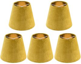 Conjunto de 5 abajures de candelabro de veludo amarelo arenoso