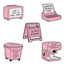 Conjunto de 5 alfinetes de broche rosa de estilo retrô, alfinetes de blusa de liga leve