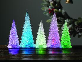 Conjunto de 5 Árvores Roman Iluminadas Multicoloridas 18-23 cm