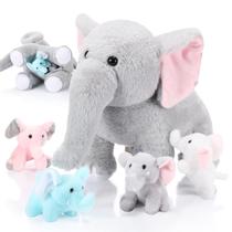 Conjunto de 5 Bichos de Pelúcia Skylety - Elefante com Bebês