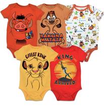 Conjunto de 5 Bodys Manga Curta Disney Rei Leão para Bebê