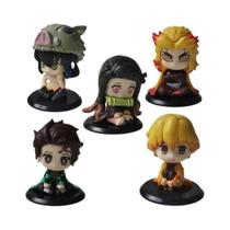 Conjunto de 5 Bonecas Demon Slayer (4-5cm) - Tanjiro, Nezuko, Inosuke e Zenitsu