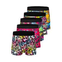 Conjunto De 5 Boxers Masculinos Estampados, Confortáveis E Versáteis