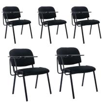 Conjunto de 5 Cadeiras de Escritório HNY com Braço Mesa Retrátil em Tela Conjunto de 5 Cadeiras de Escritório HNY com Braço Mesa Retrátil em Tela
