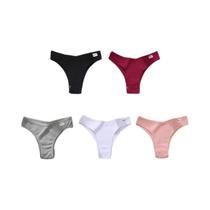 Conjunto De 5 Calcinhas Brasileiras De Algodão Para Mulheres, Cintura Baixa, T-Back, Confortáveis
