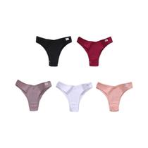 Conjunto De 5 Calcinhas Brasileiras De Algodão Para Mulheres, Cintura Baixa, T-Back, Confortáveis