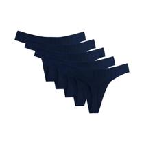 Conjunto De 5 Calcinhas De Algodão De Cintura Baixa Para Mulheres, G-String Em Cores Sólidas,