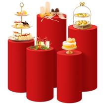 Conjunto de 5 capas de pedestal de cilindro de elastano vermelho SaitiMade