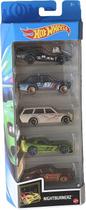 Conjunto de 5 Carrinhos Hot Wheels Nightburnerz Die-Cast 1:64