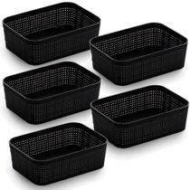 Conjunto de 5 Cestas BINO XS (Preto) - Plástico Trançado