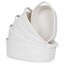 Conjunto de 5 Cestos de Armazenamento CubesLand - Pequenos e de Corda de Algodão - Branco