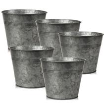 Conjunto de 5 Cubos Metálicos Galvanizados Estilo Rústico Briful