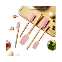 Conjunto De 5 Espátulas De Silicone Com Cabo De Madeira, Antiaderente, Para Confeitaria, Bolo, Conjunto De 5 Espátulas De Silicone Com Cabo De Madeira, Antiaderente, Para Confeitaria, Bolo,