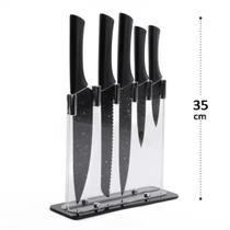 Conjunto de 5 Facas Gourmet inox com Suporte em acrílico wincy Conjunto de 5 Facas Gourmet inox com Suporte em acrílico wincy