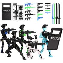 Conjunto de 5 Figuras de Ação de Polícia Articuladas com Escudo, Impressas em 3D Conjunto de 5 Figuras de Ação de Polícia Articuladas com Escudo, Impressas em 3D