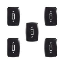 Conjunto de 5 Interruptores de 1 Tecla Simples com Placa 4x2