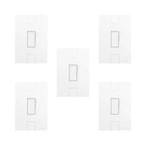 Conjunto de 5 Interruptores de 1 Tecla Simples com Placa 4x2