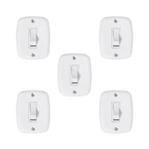 Conjunto de 5 Interruptores de 1 Tecla Simples com Placa 4x2