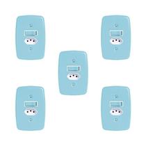 Conjunto de 5 Interruptores de 1 Tecla Simples e Tomada 2p+t 20a , com Placa 4x2 Conjunto de 5 Interruptores de 1 Tecla Simples e Tomada 2p+t 20a , com Placa 4x2