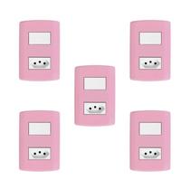 Conjunto de 5 Interruptores de 1 Tecla Simples e Tomada 2p+t 20a , Modular, com Placa 4x2 e Suporte