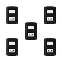 Conjunto de 5 Interruptores de 1 Tecla Simples e Tomada 2p+t 20A , Modular, com Placa 4x2 e Suporte Preto e Branco