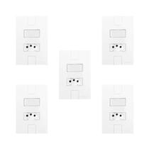Conjunto de 5 Interruptores de 1 Tecla Simples e Tomada 2p+t 20a , Modular, com Placa 4x2 Conjunto de 5 Interruptores de 1 Tecla Simples e Tomada 2p+t 20a , Modular, com Placa 4x2