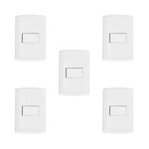 Conjunto de 5 Interruptores de 1 Tecla Simples, Modular, com Placa 4x2 e Suporte